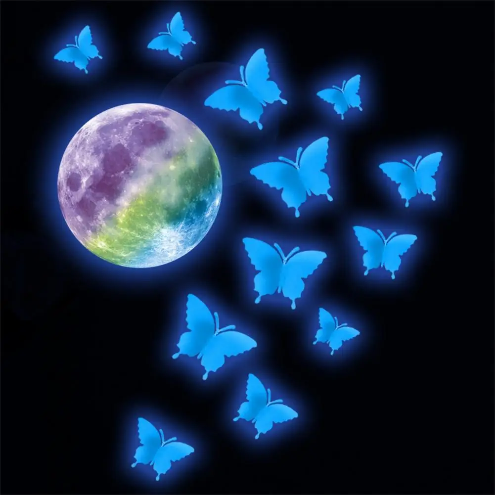 13Pcs Wall Sticker Decorative Moon Butterfly Pattern PVC Three-dimensional Luminous Wall Decal for Home
13Pcs Wall Sticker Decorative Moon Butterfly Pattern PVC Three-dimensional Luminous Wall Decal for Home