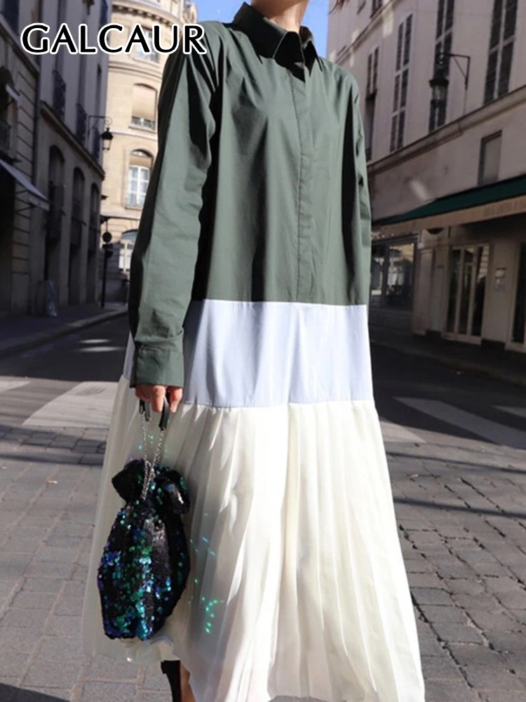 GALCAUR Hit Color Ruched Dress For Women Lapel Long Sleeve Casual Loose Korean Dresses Female Fashion New Clothing 2022 Autumn
GALCAUR Hit Color Ruched Dress For Women Lapel Long Sleeve Casual Loose Korean Dresses Female Fashion New Clothing 2022 Autumn