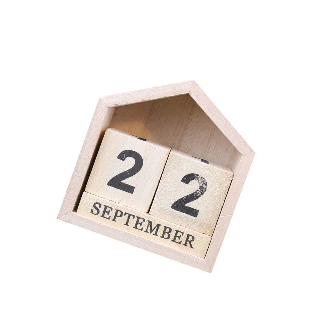 

2022 Wooden Desk Blocks Calendar Perpetual Table Daily Calendar Rustic Month Date Yearly Planner Calendar for Home Office Decor