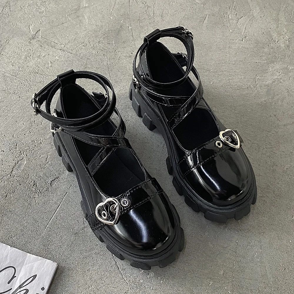 Sweet Lolita Shoes Platform Round Head Thick Heel Cross Bandage Women Shoes Kawaii Shoes Cosplay Mary Jane Shoes Heart Buckle
Sweet Lolita Shoes Platform Round Head Thick Heel Cross Bandage Women Shoes Kawaii Shoes Cosplay Mary Jane Shoes Heart Buckle