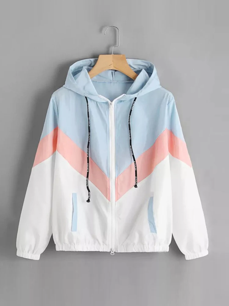 Women Windbreaker Jacket Female Multicolor Patchwork Hooded Jacket Basic Jackets Color Block Coats For Women
Women Windbreaker Jacket Female Multicolor Patchwork Hooded Jacket Basic Jackets Color Block Coats For Women
