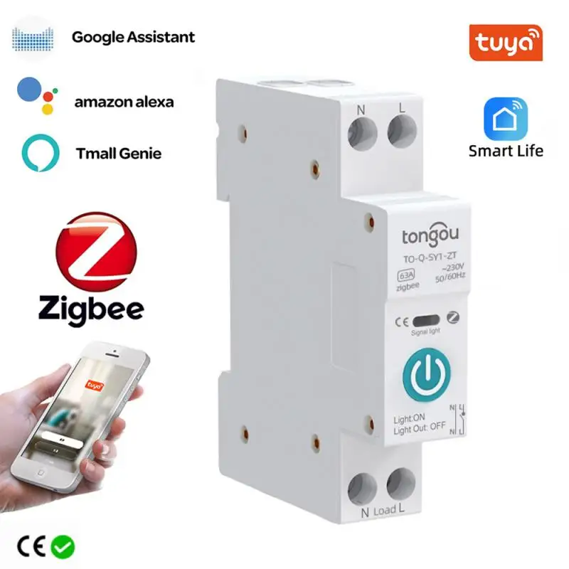 TUYA ZigBee Smart Switch Circuit Breaker(Without Metering ) 1P 63A DIN Rail For Home Smart Home Smart Life/Tuya Smart App
TUYA ZigBee Smart Switch Circuit Breaker(Without Metering ) 1P 63A DIN Rail For Home Smart Home Smart Life/Tuya Smart App