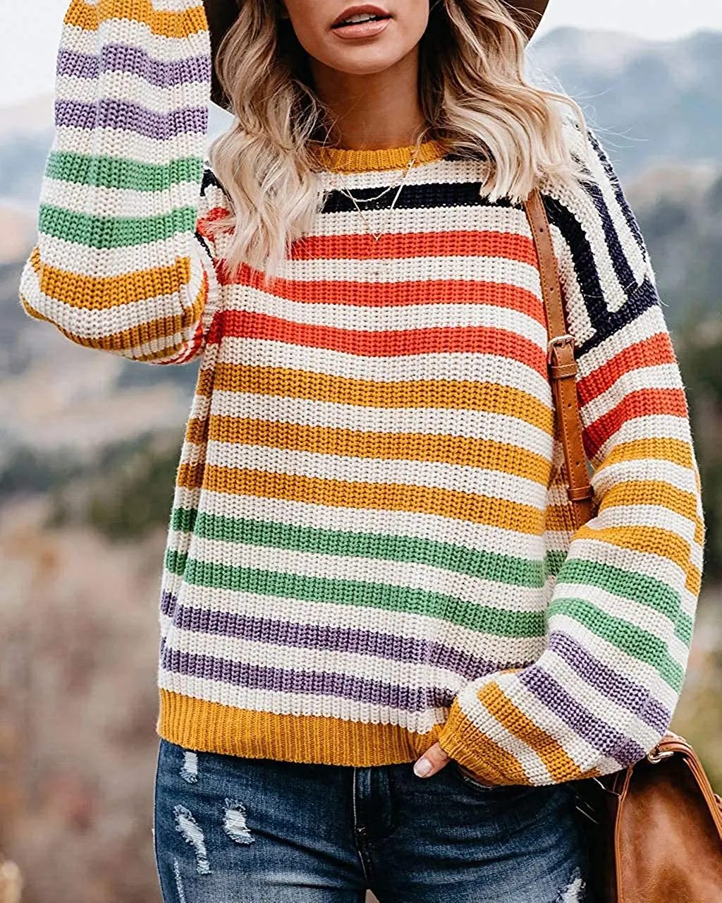 Women Rainbow Striped Sweaters Female O-Neck Full Sleeve Loose Knitted Sweater moletom feminino sueter mujer invierno 2022 tops
Women Rainbow Striped Sweaters Female O-Neck Full Sleeve Loose Knitted Sweater moletom feminino sueter mujer invierno 2022 tops
