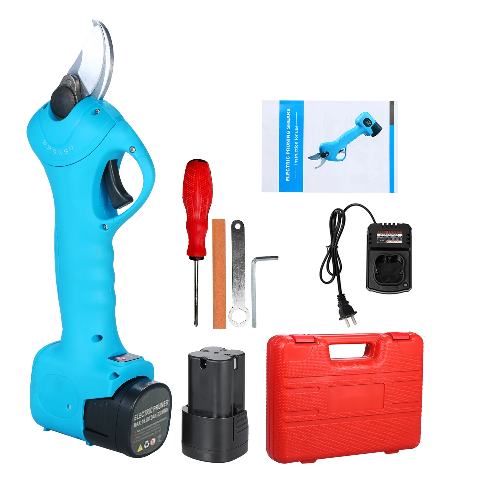 16.8V Professional Cordless Electric Pruning Shears with Carry Case Rechargeable 2Ah Lithium Battery & Charger
16.8V Professional Cordless Electric Pruning Shears with Carry Case Rechargeable 2Ah Lithium Battery & Charger