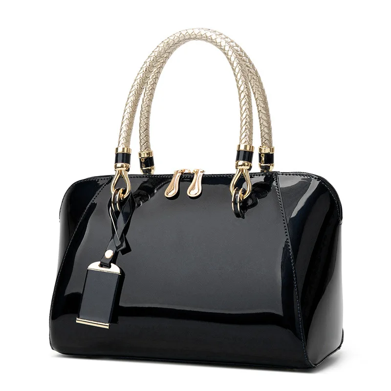 

2022 Patent Leather Women's Bag Shiny Handbag Fashion Luxury Boston Women's Bag New One-shoulder Diagonal Bag Women