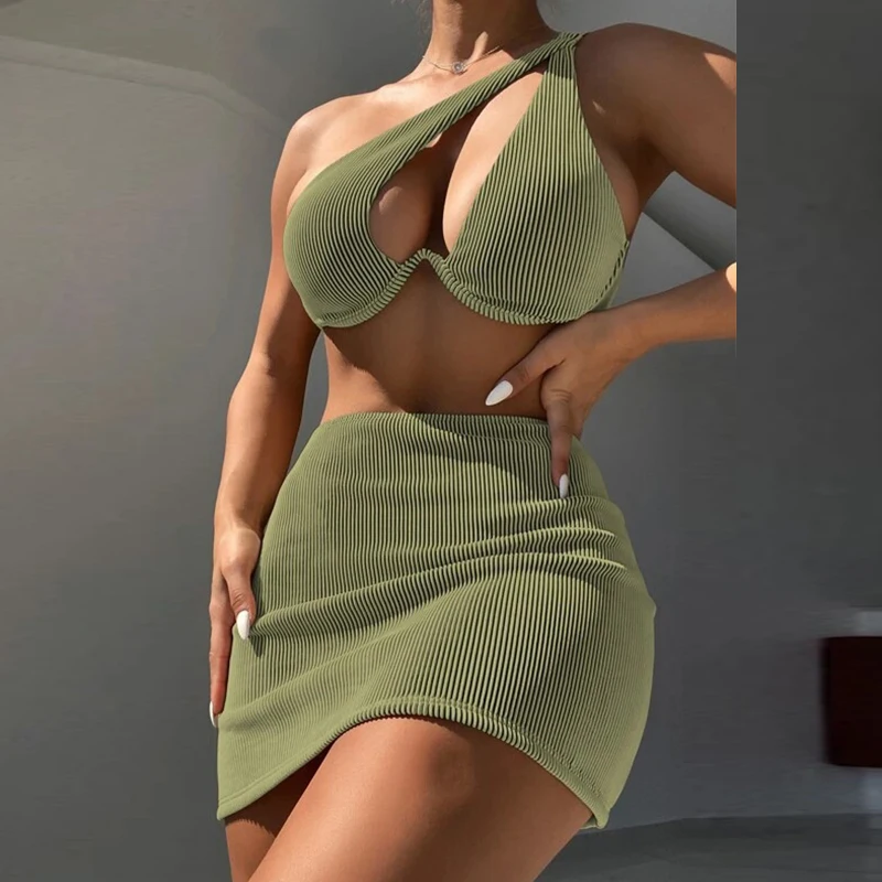 Ажурный комплект бикини на одно плечо и юбка, привлекательный пляжный комплект для отдыха с открытой спиной, комплект из трех предметов, одн...
Ажурный комплект бикини на одно плечо и юбка, привлекательный пляжный комплект для отдыха с открытой спиной, комплект из трех предметов, одн...