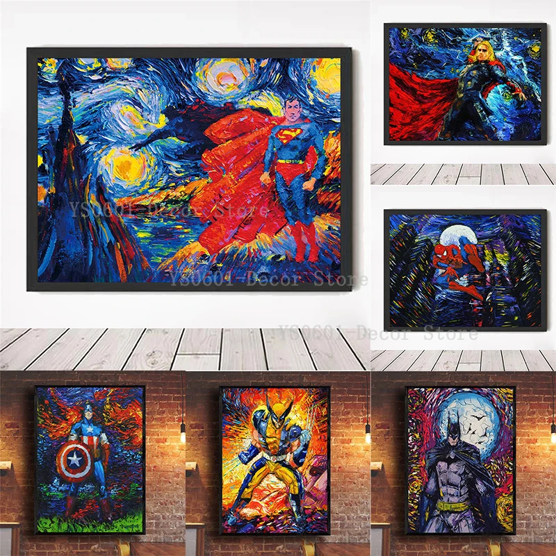 Abstract Marvel Avengers Poster Starry Night Style Spiderman Iron Man Captain America Thor Canvas Painting Wall Art Prints Mural 
Abstract Marvel Avengers Poster Starry Night Style Spiderman Iron Man Captain America Thor Canvas Painting Wall Art Prints Mural