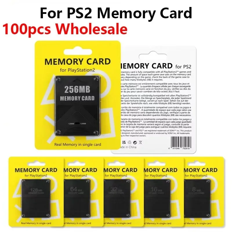 

100pcs Memory Card for Sony Playstation 2 storage games new memory card for PS2 8MB 16MB 32MB 64MB 128MB Memory