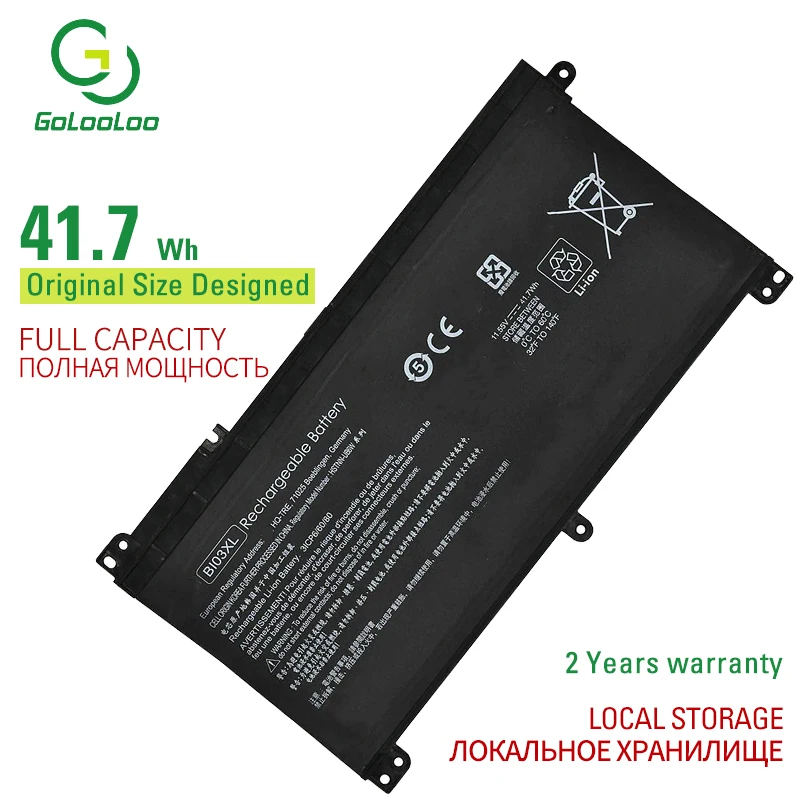 Оригинальный аккумулятор Golooloo 11,55 в 3470 мАч BI03XL ON03XL для ноутбука HP Pavilion X360 13-U000
Оригинальный аккумулятор Golooloo 11,55 в 3470 мАч BI03XL ON03XL для ноутбука HP Pavilion X360 13-U000