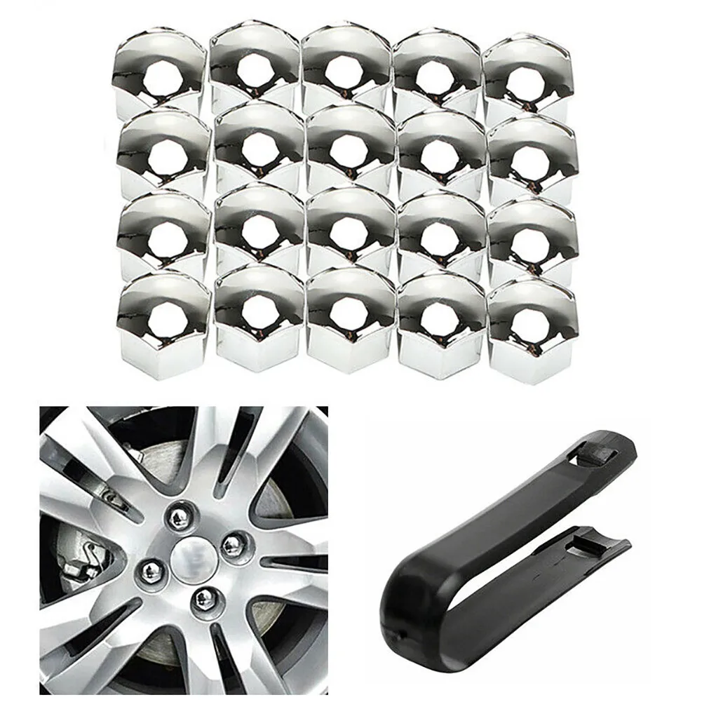 20pcs 17mm Chrome Silver Alloy Wheel Nut Bolt Covers Universal Set With Removal Tool New Plastic Wheels Tires Accessories
20pcs 17mm Chrome Silver Alloy Wheel Nut Bolt Covers Universal Set With Removal Tool New Plastic Wheels Tires Accessories