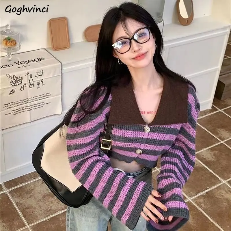 Purple Cropped Cardigans Women Striped Harajuku Vintage Hotsweet Girls Fashion Loose Ins Chic Sweaters Flare Sleeve Y2k Hipster
Purple Cropped Cardigans Women Striped Harajuku Vintage Hotsweet Girls Fashion Loose Ins Chic Sweaters Flare Sleeve Y2k Hipster