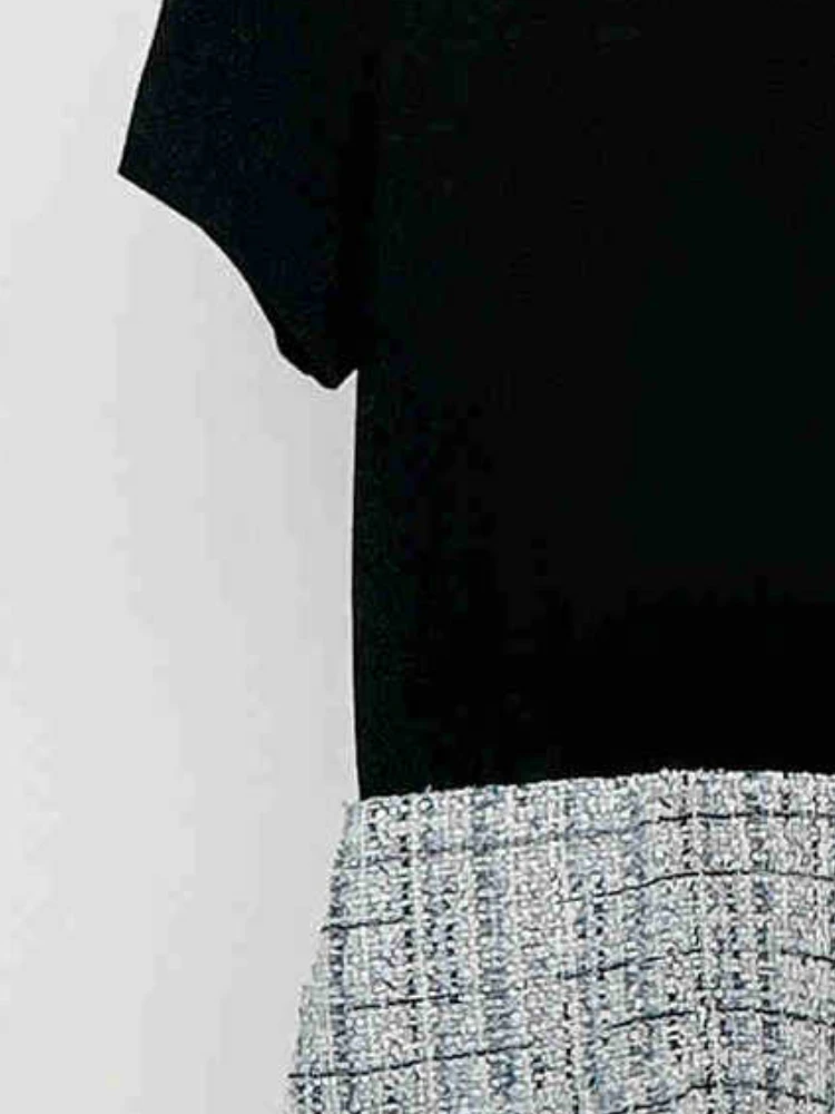 2023 Summer and Early Autumn New Round Neck Stitching Fringed Tweed Short-sleeved Women Dress
2023 Summer and Early Autumn New Round Neck Stitching Fringed Tweed Short-sleeved Women Dress