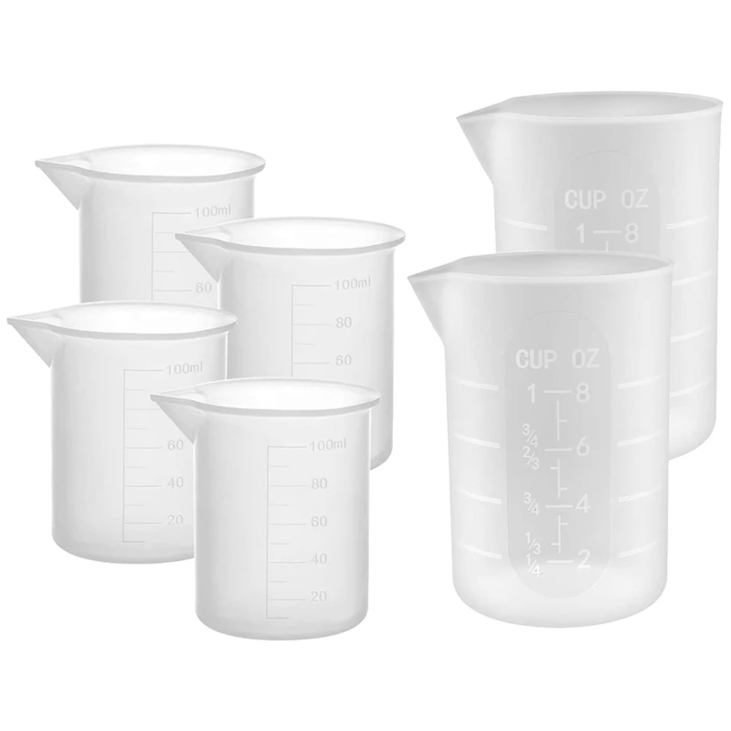 6Pcs Silicone Measuring Cup Set, Crystal Epoxy Mold, DIY Tool, Making 100Ml/250Ml Measuring Cup With Scale
6Pcs Silicone Measuring Cup Set, Crystal Epoxy Mold, DIY Tool, Making 100Ml/250Ml Measuring Cup With Scale
