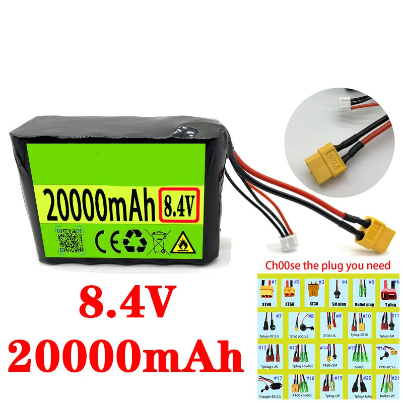 8.4V 20Ah 2S5P 7.4V High Capacity UAV Rechargeable Li-ion Battery For Various RC Airplane Quadrotor XH2.54-3P XT60
8.4V 20Ah 2S5P 7.4V High Capacity UAV Rechargeable Li-ion Battery For Various RC Airplane Quadrotor XH2.54-3P XT60