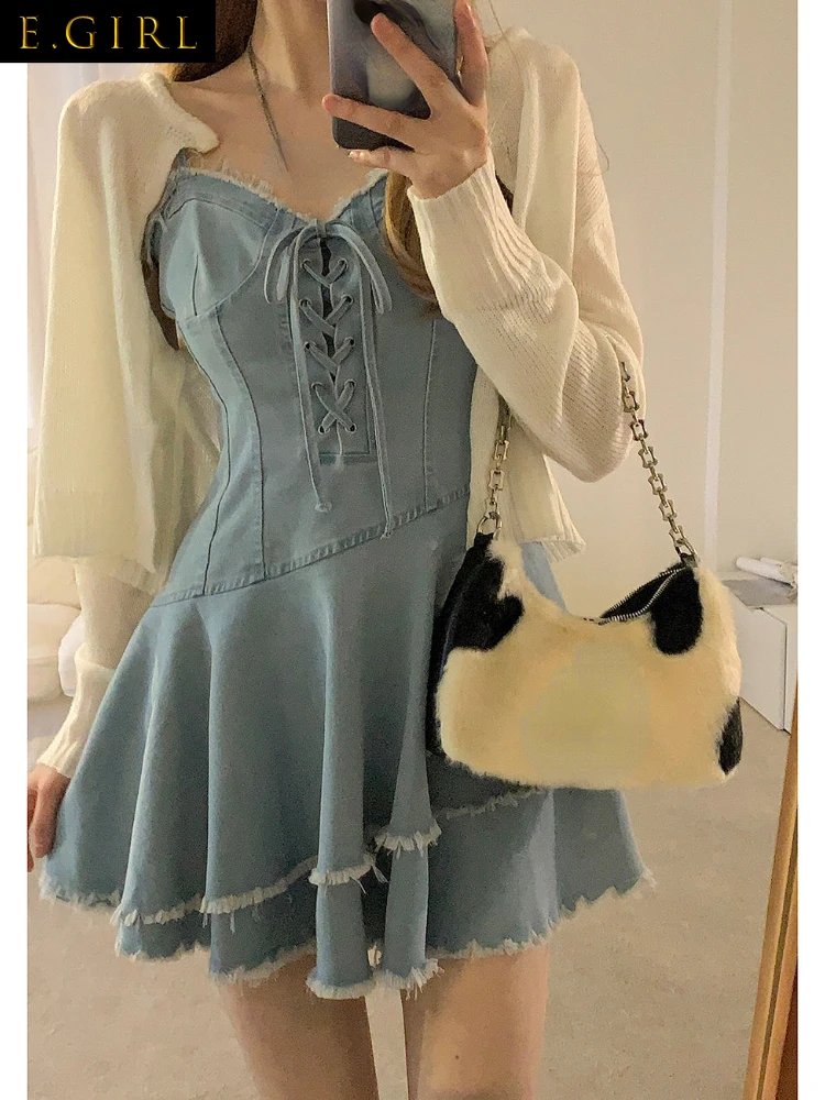 2022 Summer Y2k Mini Dress Women Casual 2 Piece Dress Set Denim Blue Jean Dress Party Beach Style Korean Clothing Fashion Suits
2022 Summer Y2k Mini Dress Women Casual 2 Piece Dress Set Denim Blue Jean Dress Party Beach Style Korean Clothing Fashion Suits