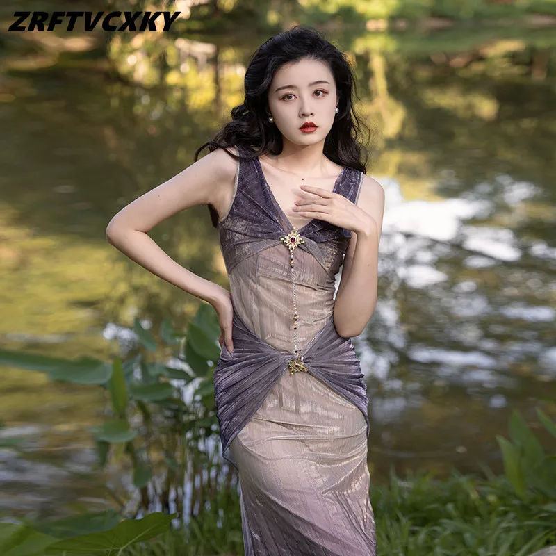 Luxury Vintage Gradient Mermaid Party Dresses For Women's Summer Elegant Deep V-Collar Fashion Diamonds Decor Long Vestidos
Luxury Vintage Gradient Mermaid Party Dresses For Women's Summer Elegant Deep V-Collar Fashion Diamonds Decor Long Vestidos