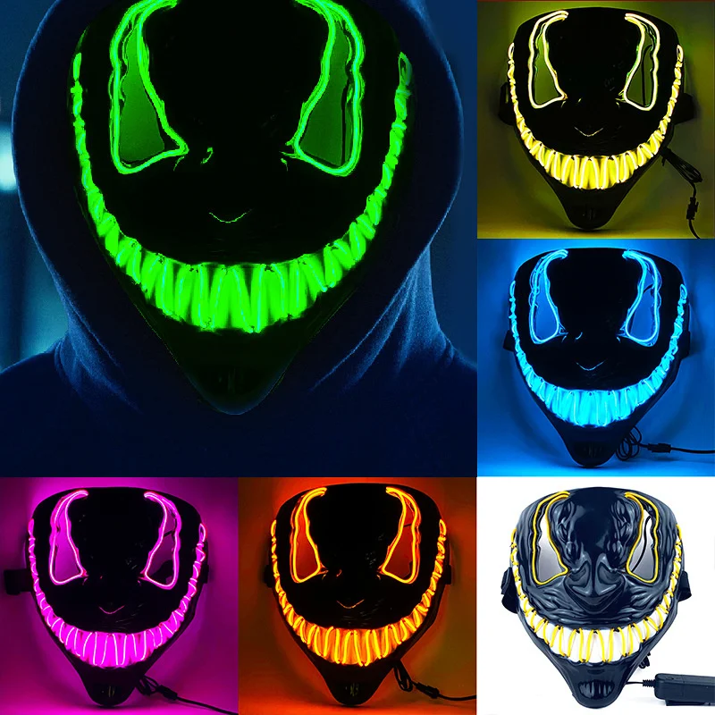 

1P Scary Halloween Cosplay Carnival Light Up Movie Mask Halloween Masquerade Party LED Face Masks for Adult Mask Glowing in Dark