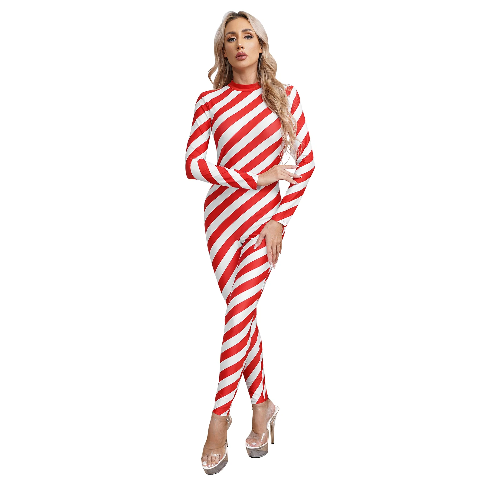 Christmas Eve Womens Candy Cane Bodysuit Xmas Cosplay Costume Mock Neck Long Sleeve Contrast Unitard Jumpsuit Dress-up Party
Christmas Eve Womens Candy Cane Bodysuit Xmas Cosplay Costume Mock Neck Long Sleeve Contrast Unitard Jumpsuit Dress-up Party