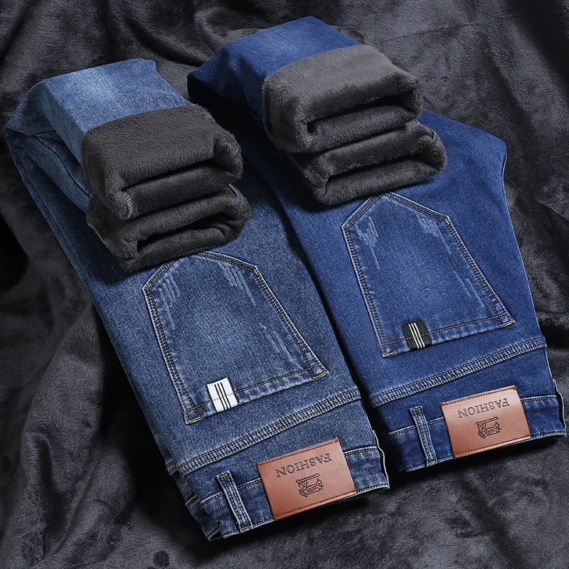 3 Colors Winter Fleece Jeans Men's New Elastic Slim Fashion Casual Small Feet Pants Thick Warm Male Denim Trousers
3 Colors Winter Fleece Jeans Men's New Elastic Slim Fashion Casual Small Feet Pants Thick Warm Male Denim Trousers