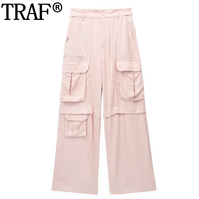 TRAF Pink Satin Pants Women Mid Waist Cargo Baggy Pants Woman Fashion Streetwear Wide Pants Korean Style Summer Women's Trousers
TRAF Pink Satin Pants Women Mid Waist Cargo Baggy Pants Woman Fashion Streetwear Wide Pants Korean Style Summer Women's Trousers