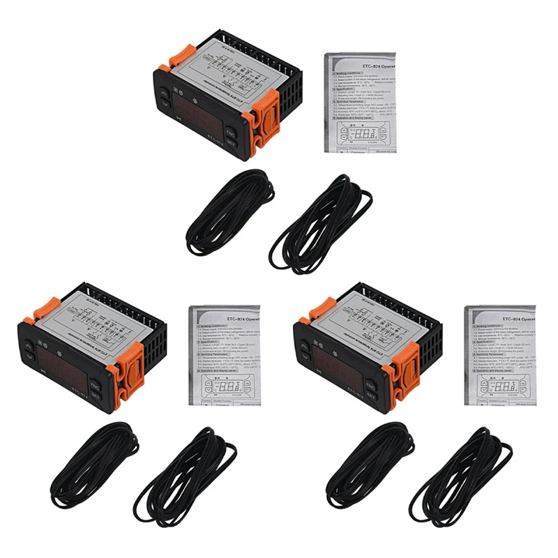 3X ETC-974 Mini Temperature Controller Refrigerator Thermostat Regulator Thermoregulator Thermocouple NTC Dual Sensor
3X ETC-974 Mini Temperature Controller Refrigerator Thermostat Regulator Thermoregulator Thermocouple NTC Dual Sensor