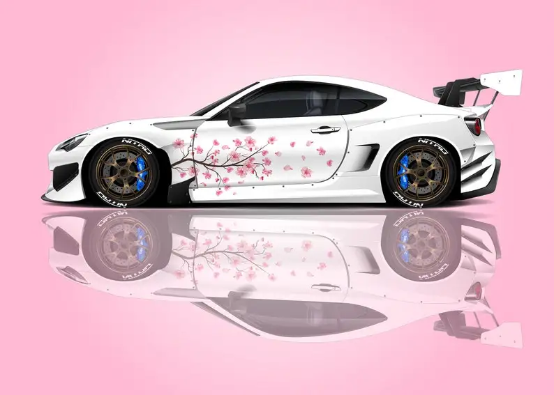 

Sakura Cherry Blossom Livery, Japanese Side Car Decal, Universal Size, Large Vehicle Graphicscar Long Stripe Decal 2PCS