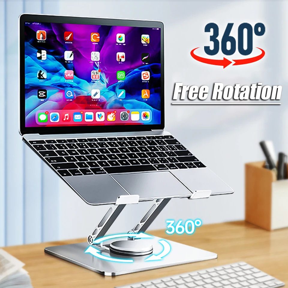 

OUTMIX Laptop Stand 360° Rotatable Notebook Tablet Holder Liftable Aluminum Alloy Stand Compatible with 10-17.3" Laptop Tablet