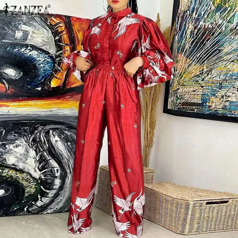 ZANZEA Fashion Women Vintage Printed Matching Sets 2022 Office Lady Pant Sets Suits Oversized Puff Sleeve Shirts Wide Leg Pants
ZANZEA Fashion Women Vintage Printed Matching Sets 2022 Office Lady Pant Sets Suits Oversized Puff Sleeve Shirts Wide Leg Pants