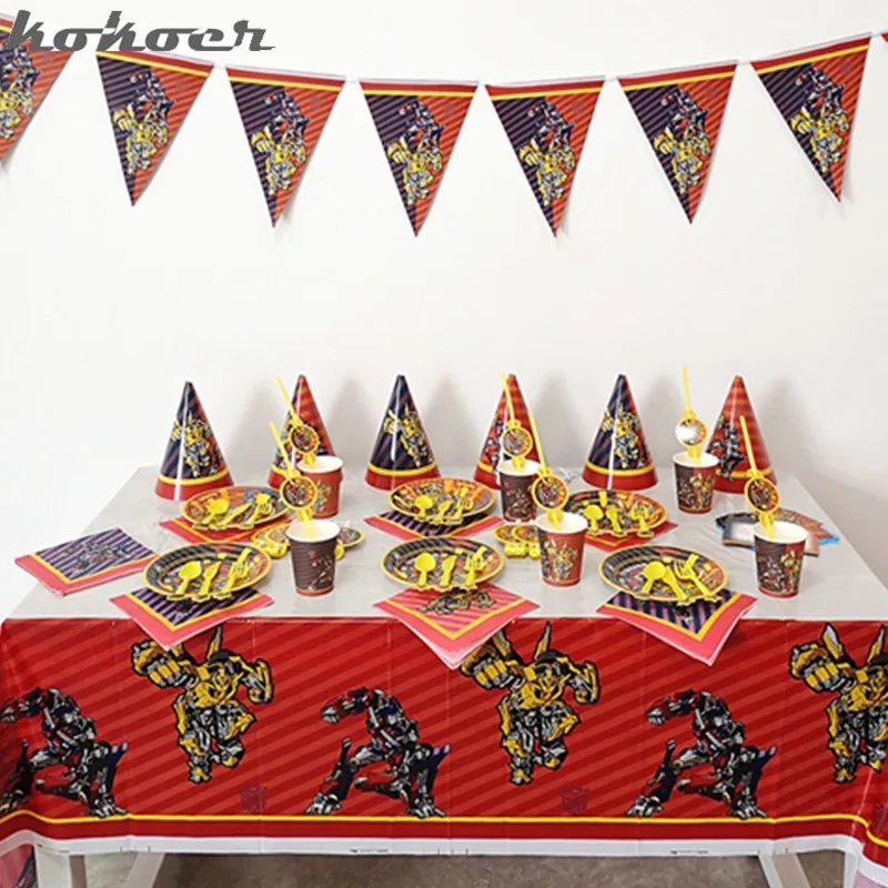 Children Party Set Transformation Bumblebee Optimus Prime Boy Loves Disposable Tableware Birthday Party Decorations Supplies
Children Party Set Transformation Bumblebee Optimus Prime Boy Loves Disposable Tableware Birthday Party Decorations Supplies