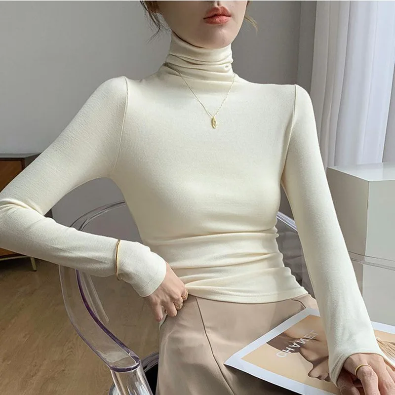 High Neck Long Sleeve Stretch T-shirt Women's Autumn Winter Padded Warm Basic Pullover Bottoming Shirt Fashion Top
High Neck Long Sleeve Stretch T-shirt Women's Autumn Winter Padded Warm Basic Pullover Bottoming Shirt Fashion Top