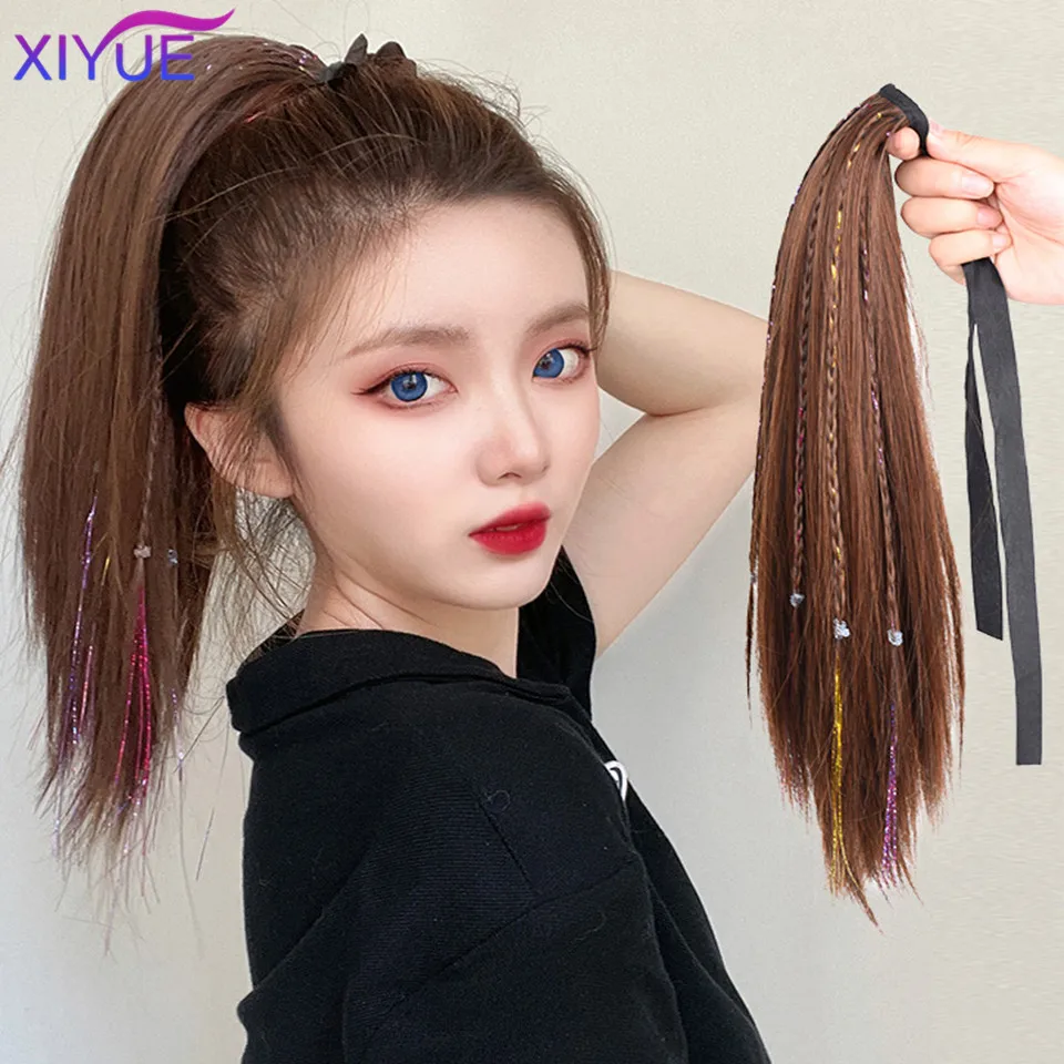 XIYUE Horsetail Wig Women's Summer Colorful Shiny Silk Hair Rope Strap Style Tie Horsetail Headrope Hair Ornament Natural High
XIYUE Horsetail Wig Women's Summer Colorful Shiny Silk Hair Rope Strap Style Tie Horsetail Headrope Hair Ornament Natural High