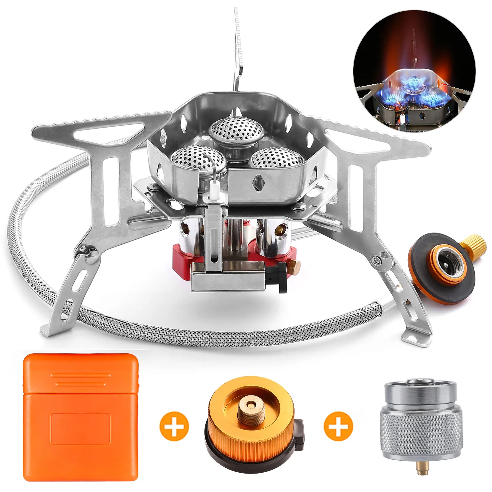 

WindProof Camping Gas Stove Outdoor Tourist Burner Strong Fire Heater Tourism Cooker Portable Furnace Supplies Equipment Picnic