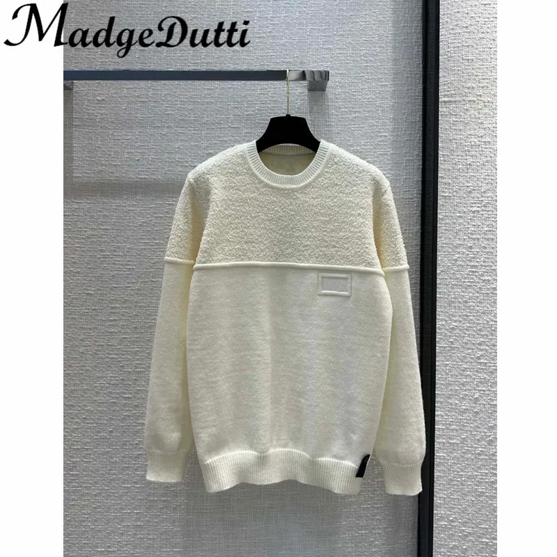 12.14 MadgeDutti Letter Plush Spliced O-Neck Wool Knitted Pullover Loose Sweater Women
12.14 MadgeDutti Letter Plush Spliced O-Neck Wool Knitted Pullover Loose Sweater Women