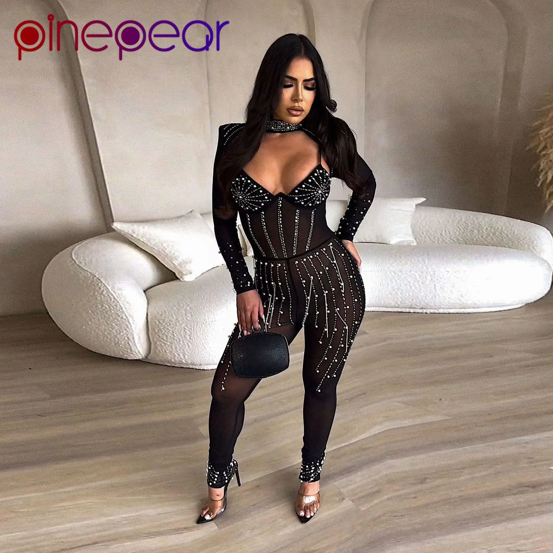 PinePear Women Mesh See Though Diamonds Hot Rhinestones Long Sleeve Jumpsuit 2023 INS Sexy Party One Piece Set Overall Playsuit
PinePear Women Mesh See Though Diamonds Hot Rhinestones Long Sleeve Jumpsuit 2023 INS Sexy Party One Piece Set Overall Playsuit