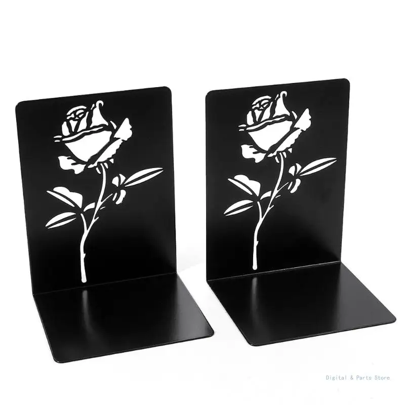 

M17F Decorative Rose Bookends for Heavy Books Metal Book Stoppers Holders f