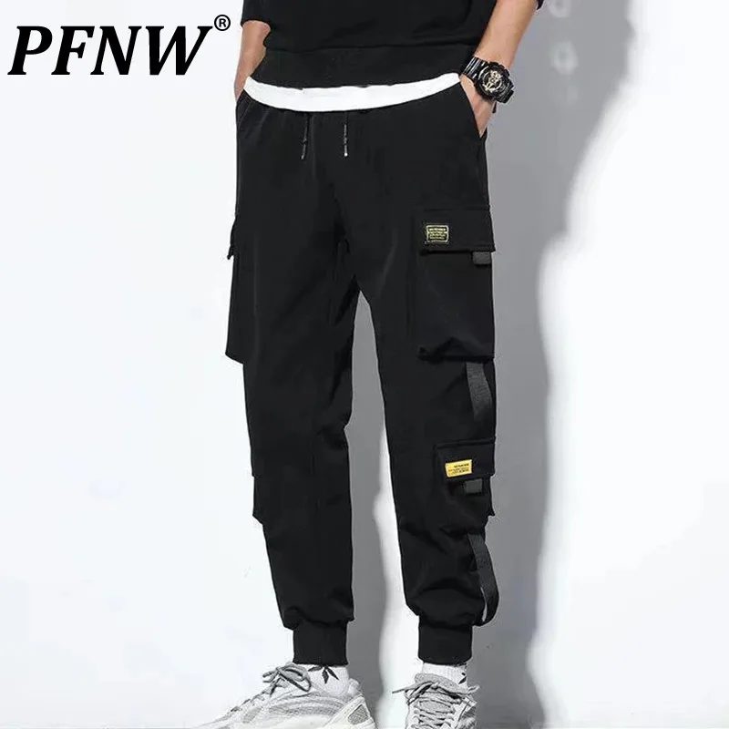 

PFNW летние мужские модные красивые спортивные уличные брюки с завязками для бега в стиле сафари тактические брюки-карандаш 12Z1601