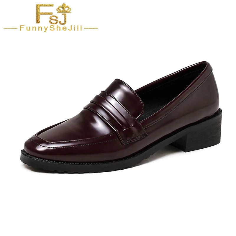 FSJ Dressy Low Chunky Heel Loafer Woman Square Toe Chic Dark Red Oxfords Flats Slip On Patent Leather Pumps Work Walking Shoes
FSJ Dressy Low Chunky Heel Loafer Woman Square Toe Chic Dark Red Oxfords Flats Slip On Patent Leather Pumps Work Walking Shoes