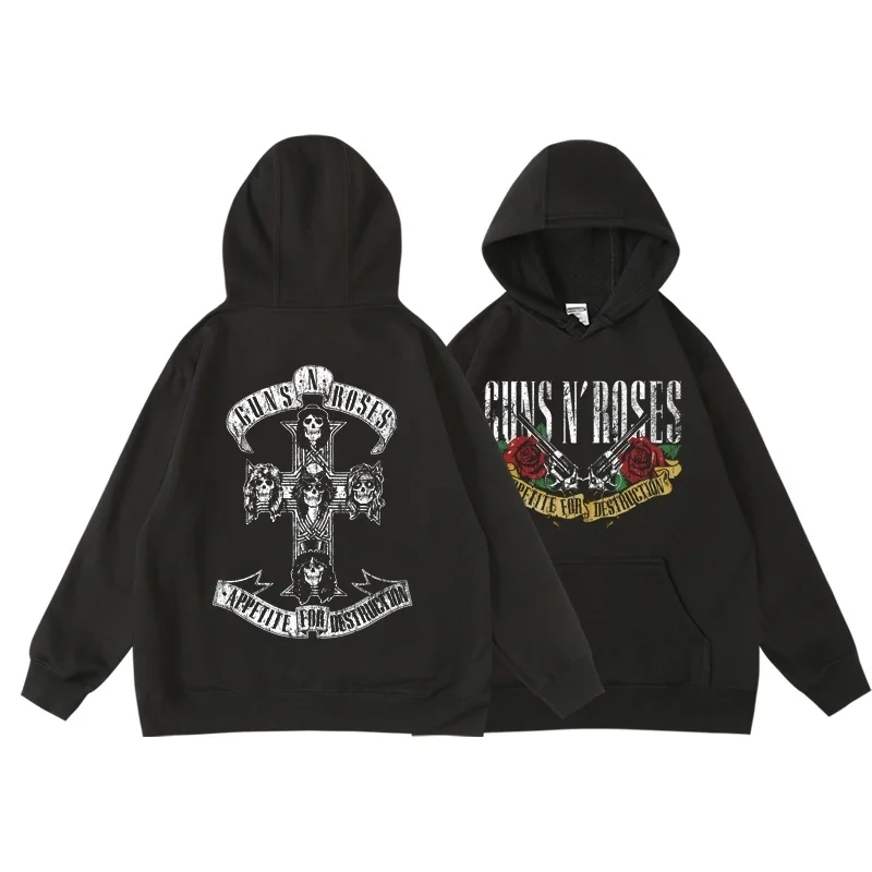 

Толстовка Guns N Roses для мужчин и женщин, Свитшот рок-группы, Повседневный пуловер оверсайз в стиле хип-хоп, Харадзюку, с графическим принтом, Y2k,...