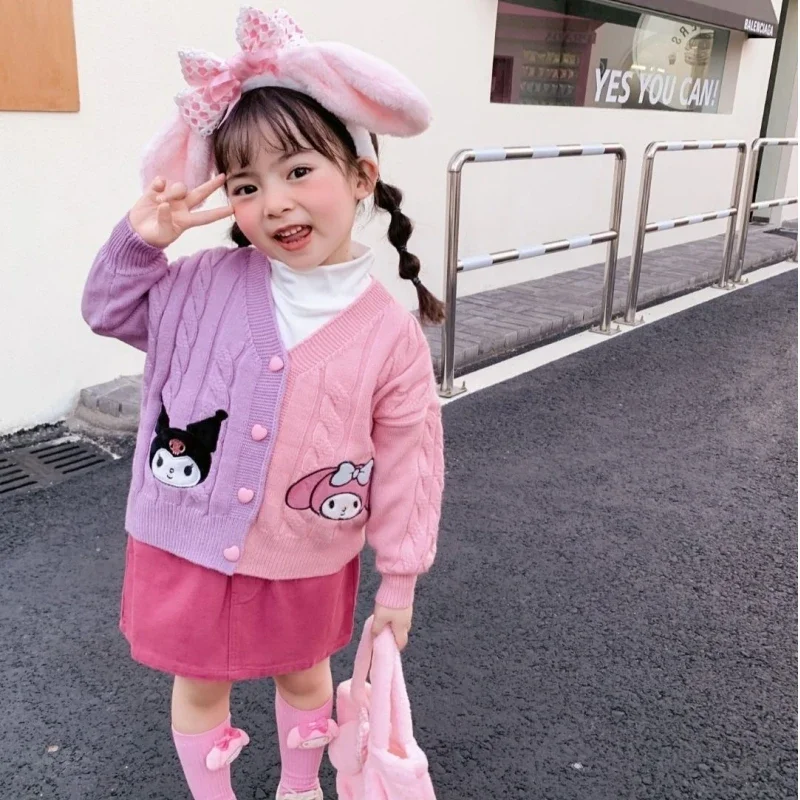 Sanrios Kuromi Anime Kawaii Girls Autumn/Winter Cartoon Knitted Cardigan Children Long Sleeve Sweater Coat Christmas Gifts
Sanrios Kuromi Anime Kawaii Girls Autumn/Winter Cartoon Knitted Cardigan Children Long Sleeve Sweater Coat Christmas Gifts