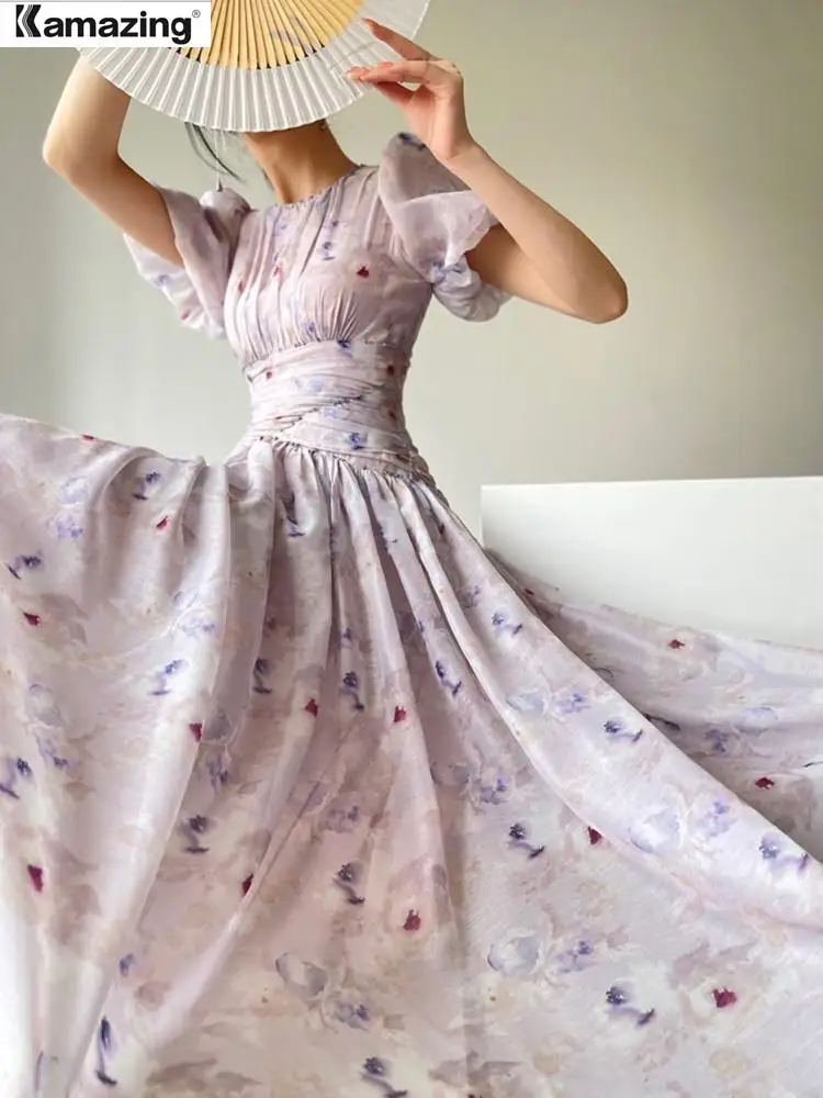 Women French Elegant Floral Print Crystal Long Dress Summer Fashion Puff Sleeve Graduation Princess Party Vestido Korean Clothes
Women French Elegant Floral Print Crystal Long Dress Summer Fashion Puff Sleeve Graduation Princess Party Vestido Korean Clothes