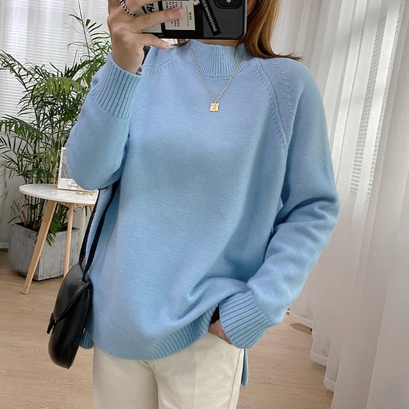 Casual Women Mock Neck Pullovers Sweater High Quality Loose Long sleeve Jumper Split For Women Fall Winter Warm Knitted Clothes
Casual Women Mock Neck Pullovers Sweater High Quality Loose Long sleeve Jumper Split For Women Fall Winter Warm Knitted Clothes