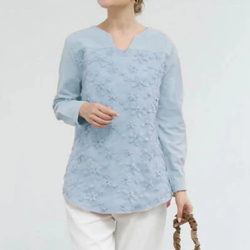Women's Shirt V Neck Flower Embroidery Loose Long Sleeve Solid Color Pullover Casual Spring Autumn Ladies T-Shirt Tops
Women's Shirt V Neck Flower Embroidery Loose Long Sleeve Solid Color Pullover Casual Spring Autumn Ladies T-Shirt Tops