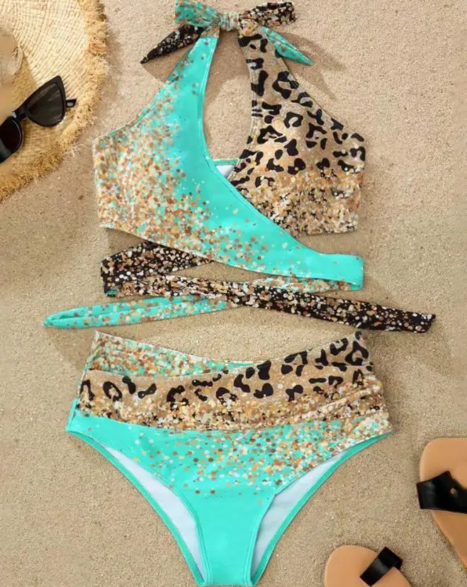 Sexy Beach Vacation Swimwear Women Summer 2023 Fashion Leopard Print Crisscross Halter Sleeveless Lady Wireless Bra Bikini Set
Sexy Beach Vacation Swimwear Women Summer 2023 Fashion Leopard Print Crisscross Halter Sleeveless Lady Wireless Bra Bikini Set