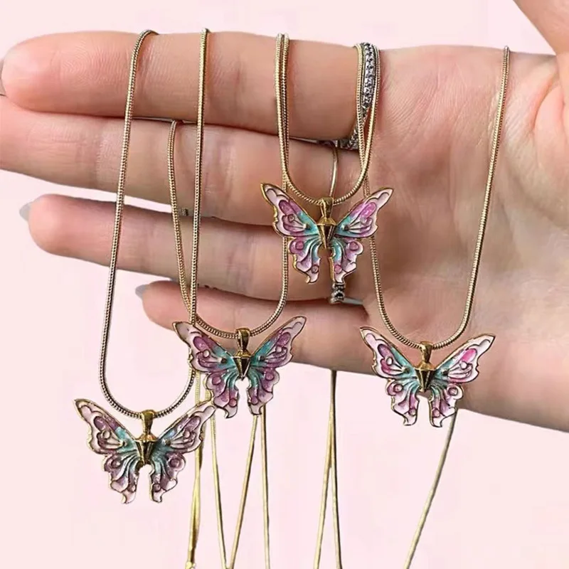 New Fashion Pink Kids Butterfly Necklace Pendant Clavicle Chain for Women Girl Jewelry Gifts
New Fashion Pink Kids Butterfly Necklace Pendant Clavicle Chain for Women Girl Jewelry Gifts