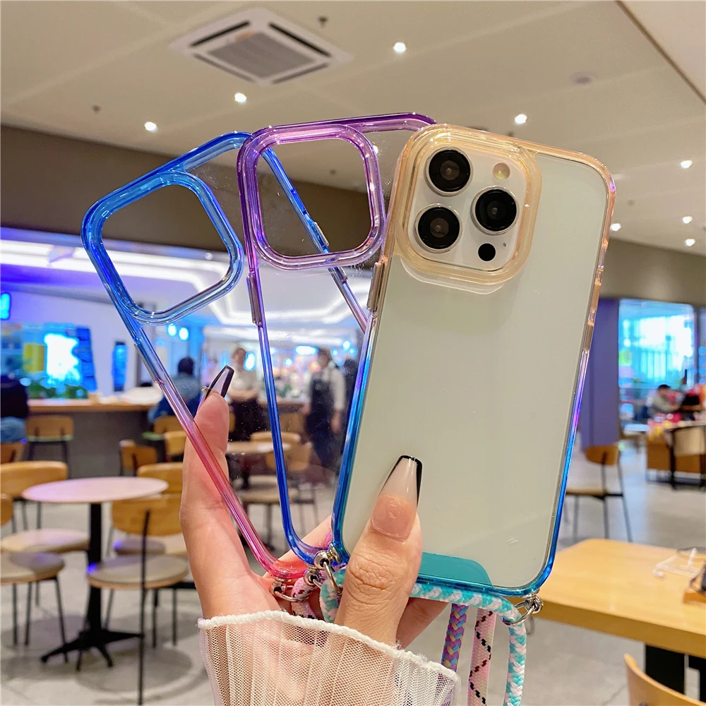 Gradient Strap Cord Chain Necklace Lanyard soft phone case For iphone 13 12 14 Pro Max Transparent Case iphone14 Plus Capa Funda
Gradient Strap Cord Chain Necklace Lanyard soft phone case For iphone 13 12 14 Pro Max Transparent Case iphone14 Plus Capa Funda