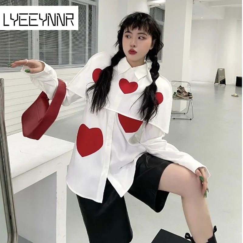 Love Heart Fake 2 Pieces Shirt Blouse Women Turn-down Collar Long Sleeve Single Breasted Casual Camisas Loose Sweet Blusas Mujer
Love Heart Fake 2 Pieces Shirt Blouse Women Turn-down Collar Long Sleeve Single Breasted Casual Camisas Loose Sweet Blusas Mujer