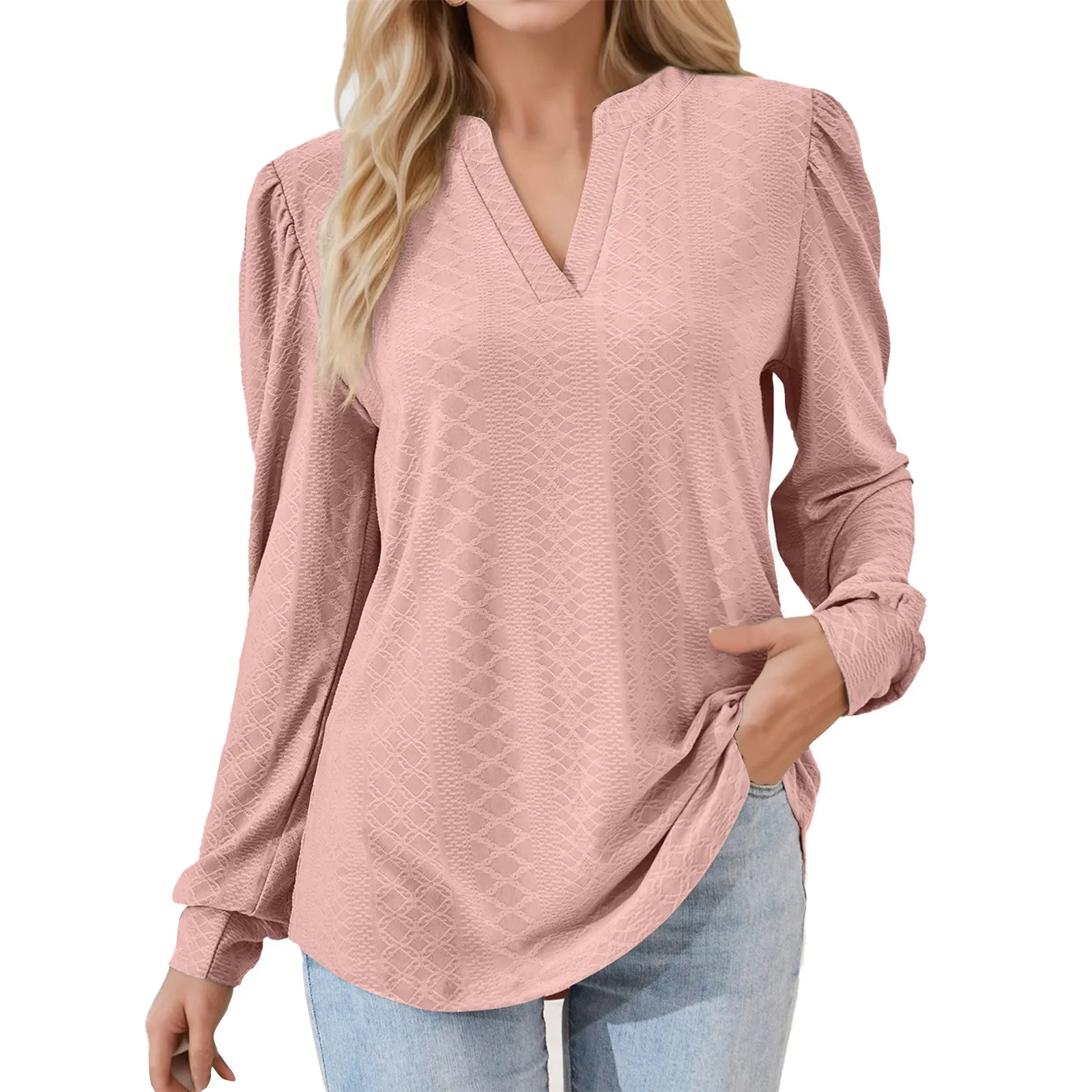 women's solid color v neck jacquard fabric loose long sleeved t shirt top short sleeve tee tops
women's solid color v neck jacquard fabric loose long sleeved t shirt top short sleeve tee tops