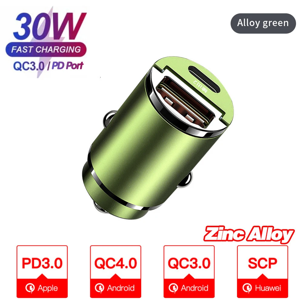 30W USB Type C Car Charger For iPhone 13 Pro Max QC3.0 PD3.0 Mini Metal Dual USB Fast Charging Adapter For Xiaomi Samsung
30W USB Type C Car Charger For iPhone 13 Pro Max QC3.0 PD3.0 Mini Metal Dual USB Fast Charging Adapter For Xiaomi Samsung