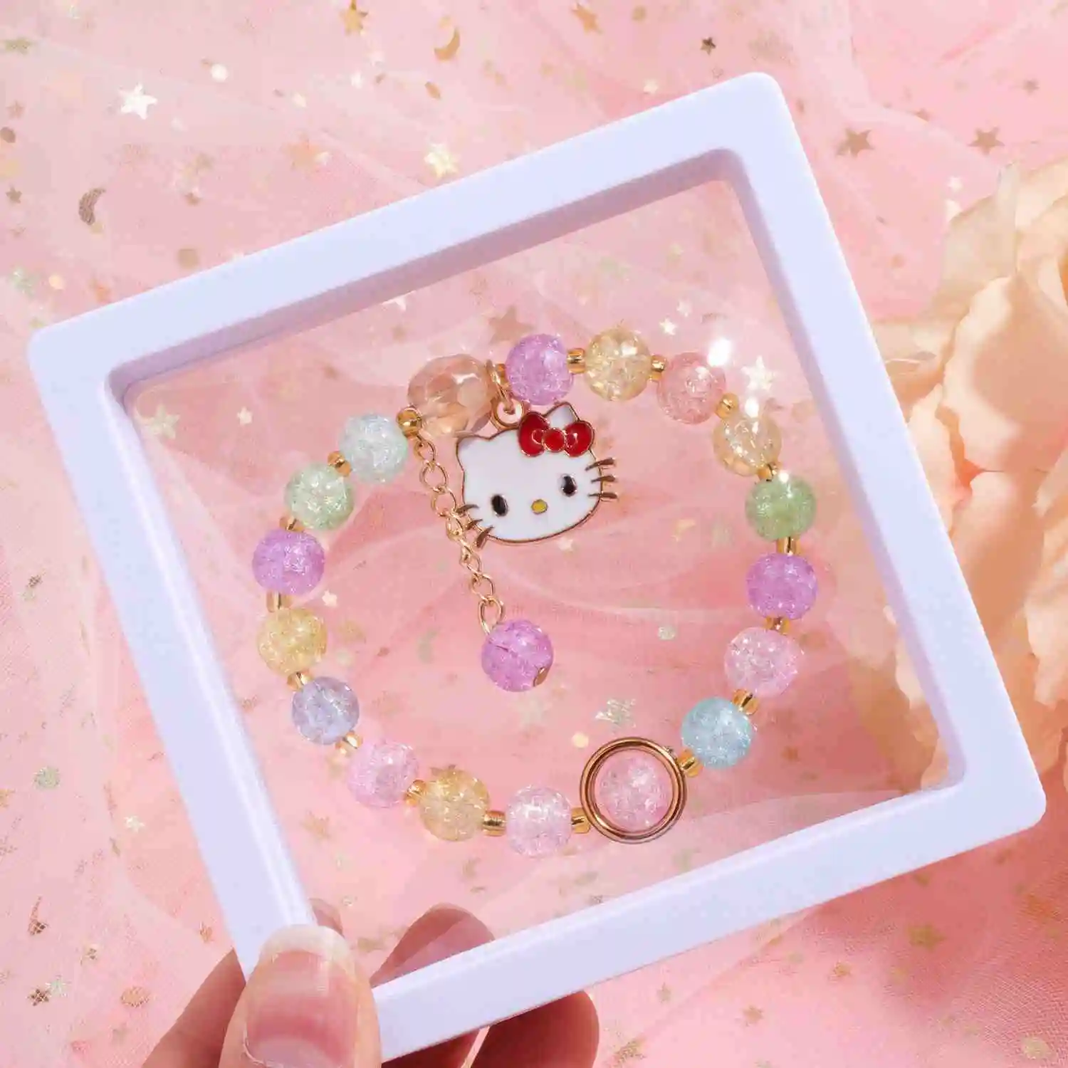 Sanrio Hello Kitty Cinnamoroll милый мультяшный браслет с кристаллами и бисером красочный из