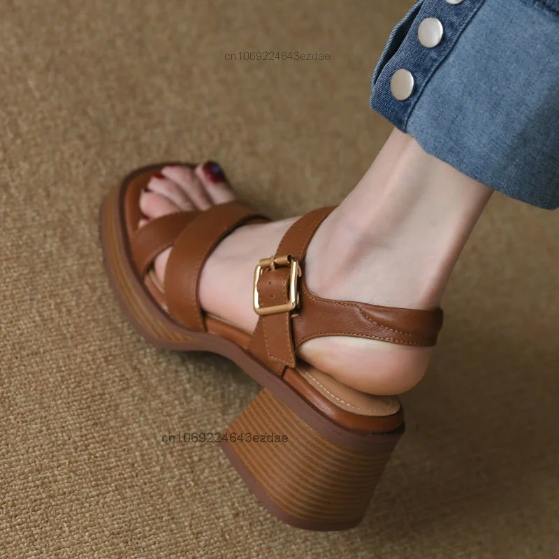 Summer Ankle Straped Sandalss Women Casual Elegant Fashion Medium Thick Heels Shoes Platform Roman Ladies Trendy Sands Shoes
Summer Ankle Straped Sandalss Women Casual Elegant Fashion Medium Thick Heels Shoes Platform Roman Ladies Trendy Sands Shoes